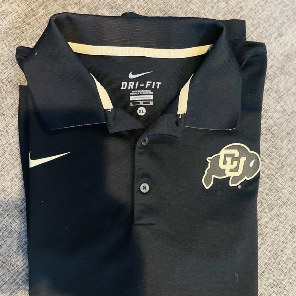 Nike Dry Fit CU Boulder University Colorado Buffaloes Black Polo Men’s Size XL